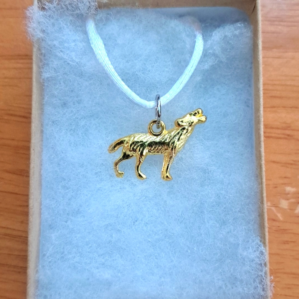 Gold Howling Wolf Necklace